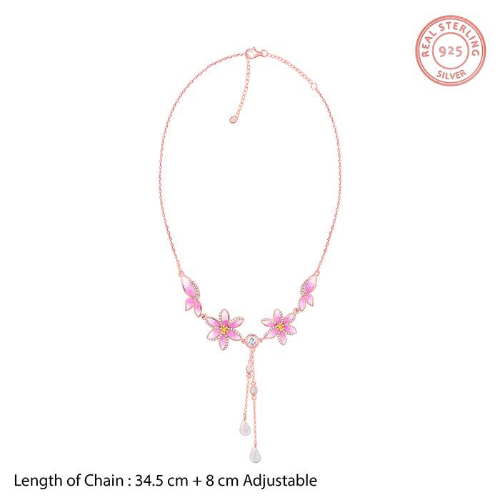 Rose Gold Pink Trillium Necklace| Necklace To Gift Women & Girls | With Certificate Of Aut : PD02446