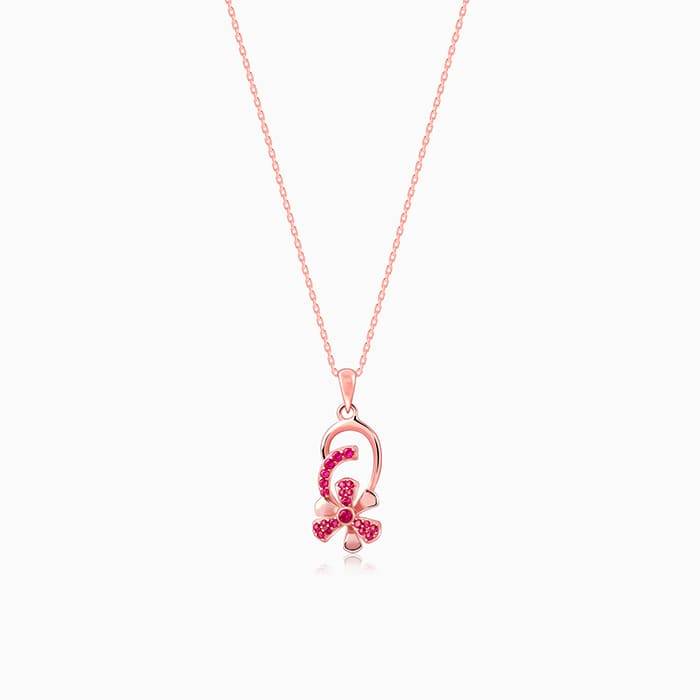 Rose Gold Pink Musli Spin Pendant With Link Chain| Necklace To Gift Women & Girls | With C : PD02447