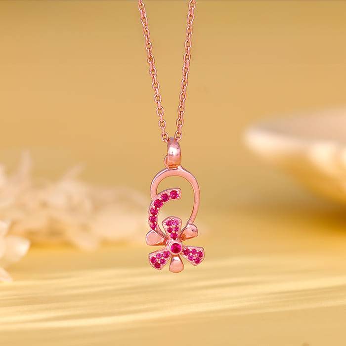 Rose Gold Pink Musli Spin Pendant With Link Chain| Necklace To Gift Women & Girls | With C : PD02447