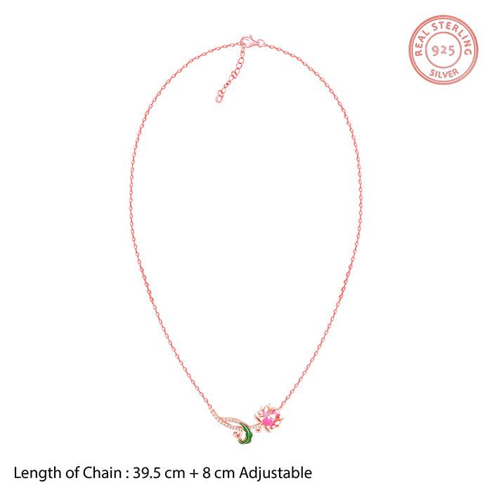 Rose Gold Brilliant Brahma Kamal Necklace| Necklace To Gift Women & Girls | With Certifica : PD02451