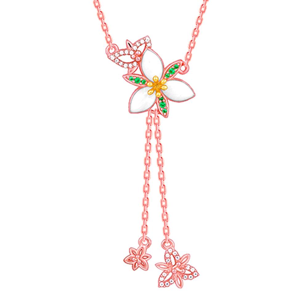Giva 925 Silver Rose Gold Persistent Trillium Lariat Necklace : PD02452