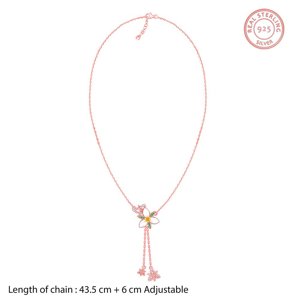 Giva 925 Silver Rose Gold Persistent Trillium Lariat Necklace : PD02452