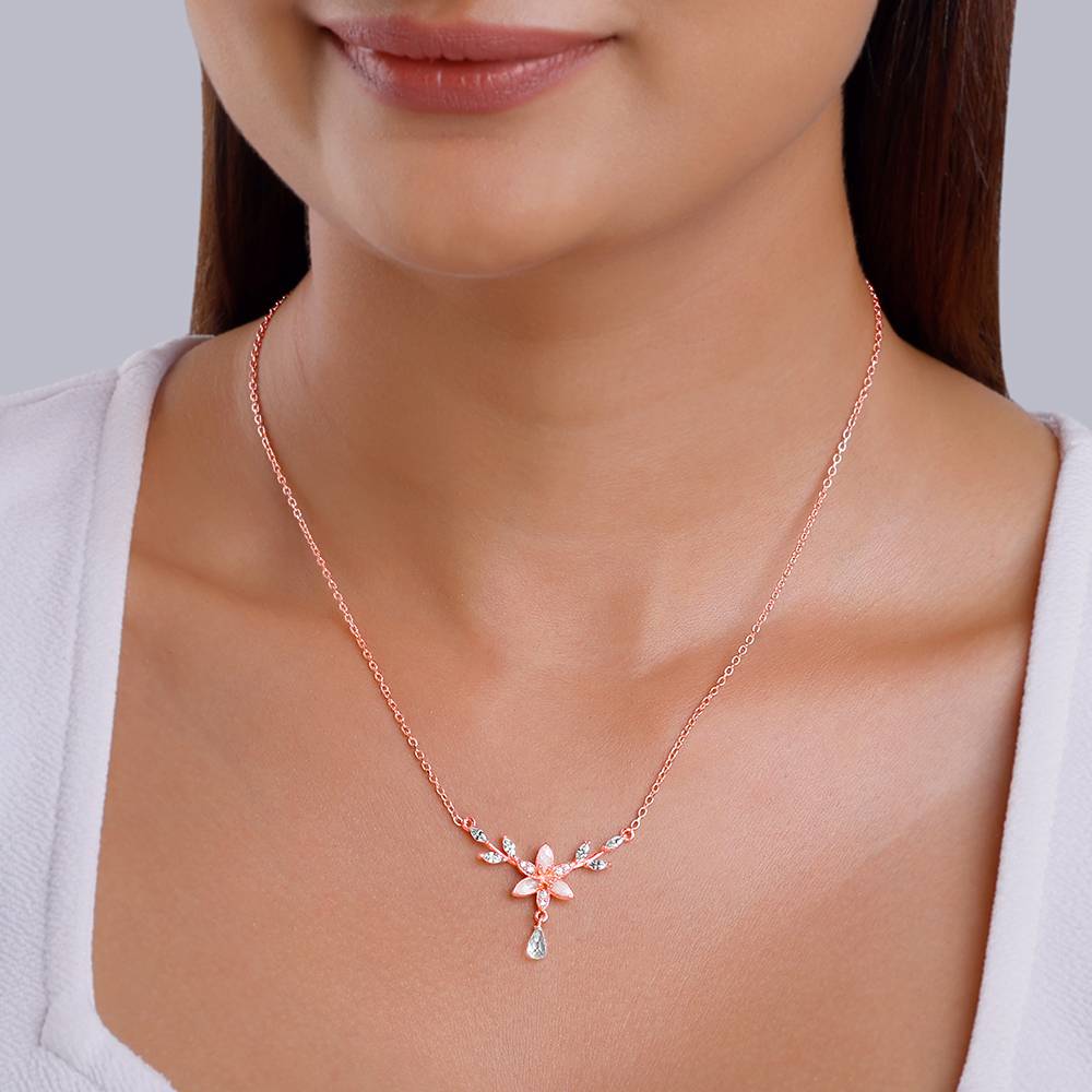 Rose Gold One In A Trillium Necklace| Necklace To Gift Women & Girls : PD02453