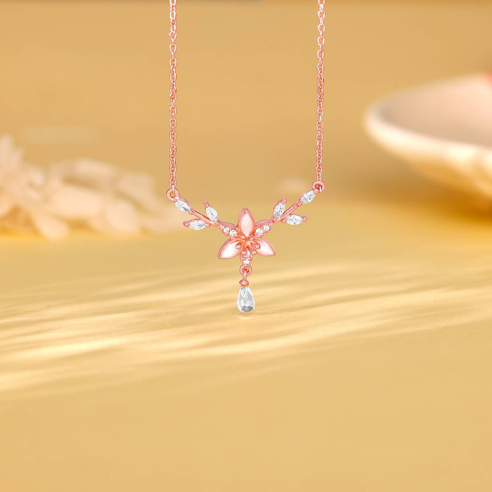 Rose Gold One In A Trillium Necklace| Necklace To Gift Women & Girls : PD02453