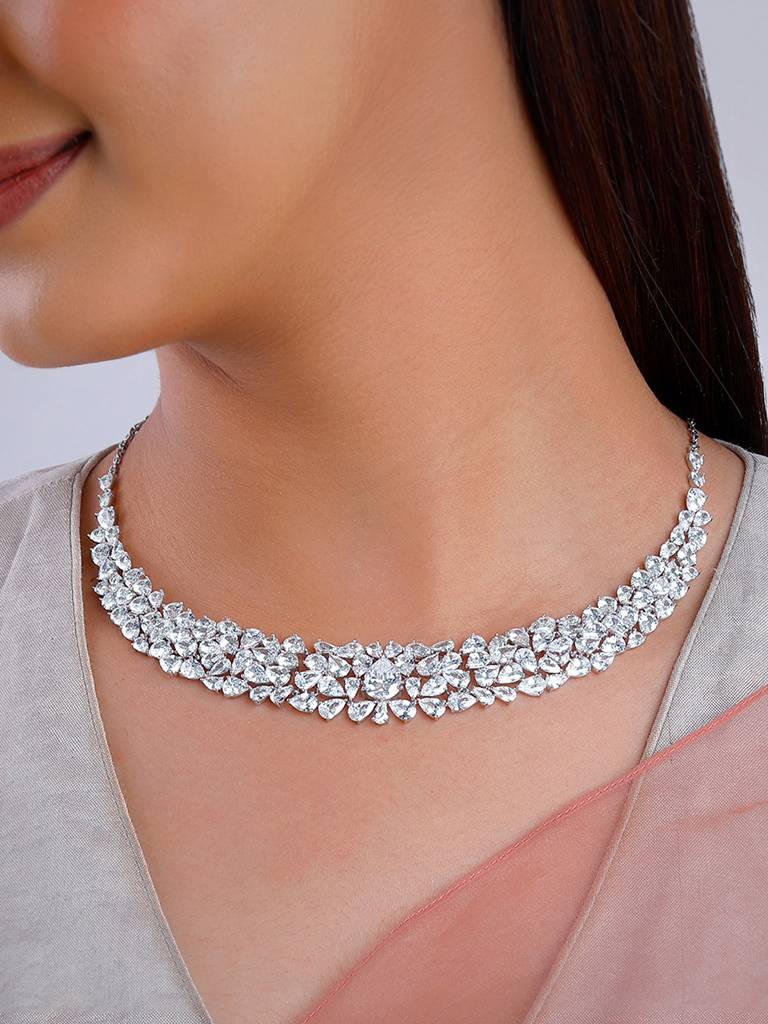 Silver Elara Statement Necklace : PD02460