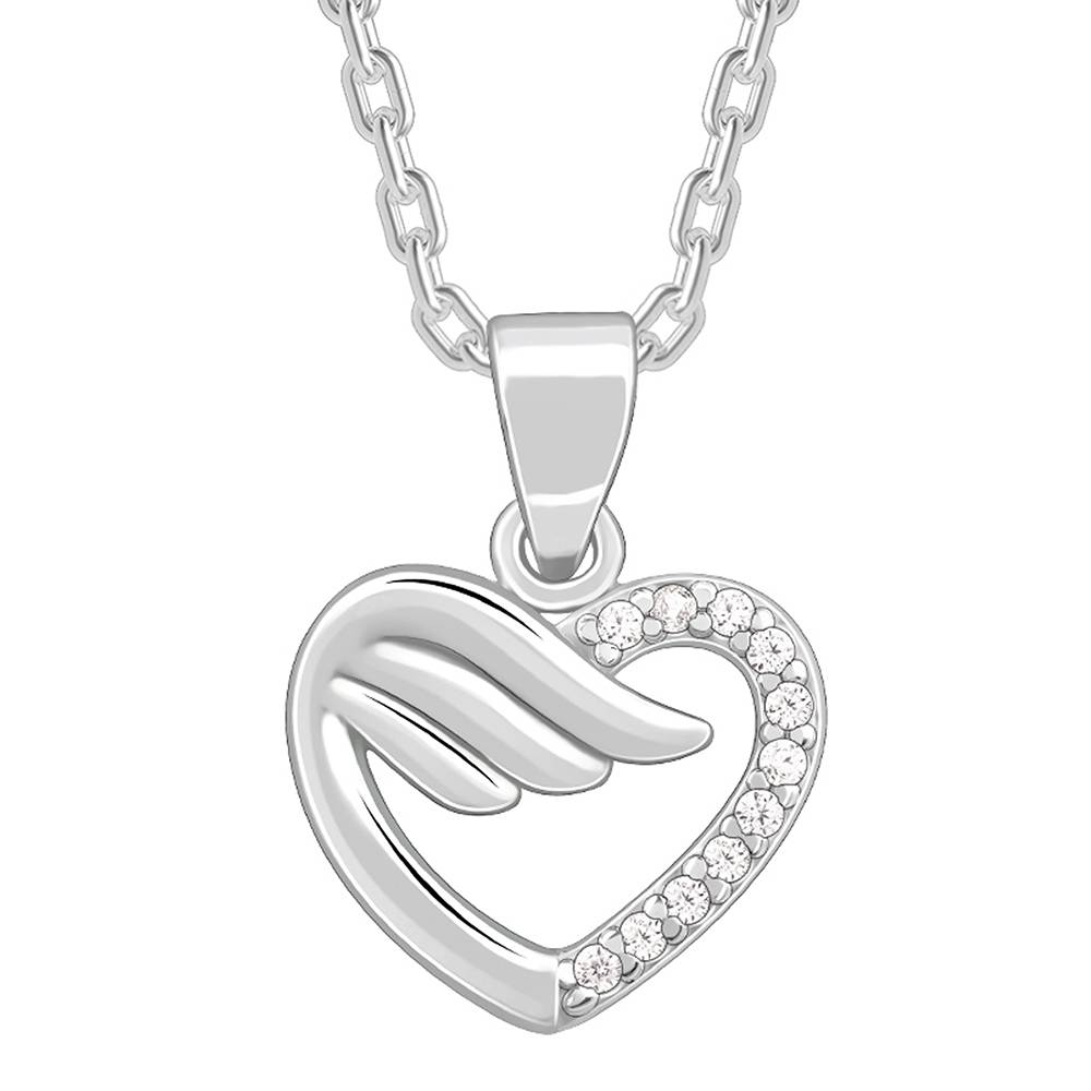 Giva 925 Silver Winged Heart Pendant With Link Chain : PD02475