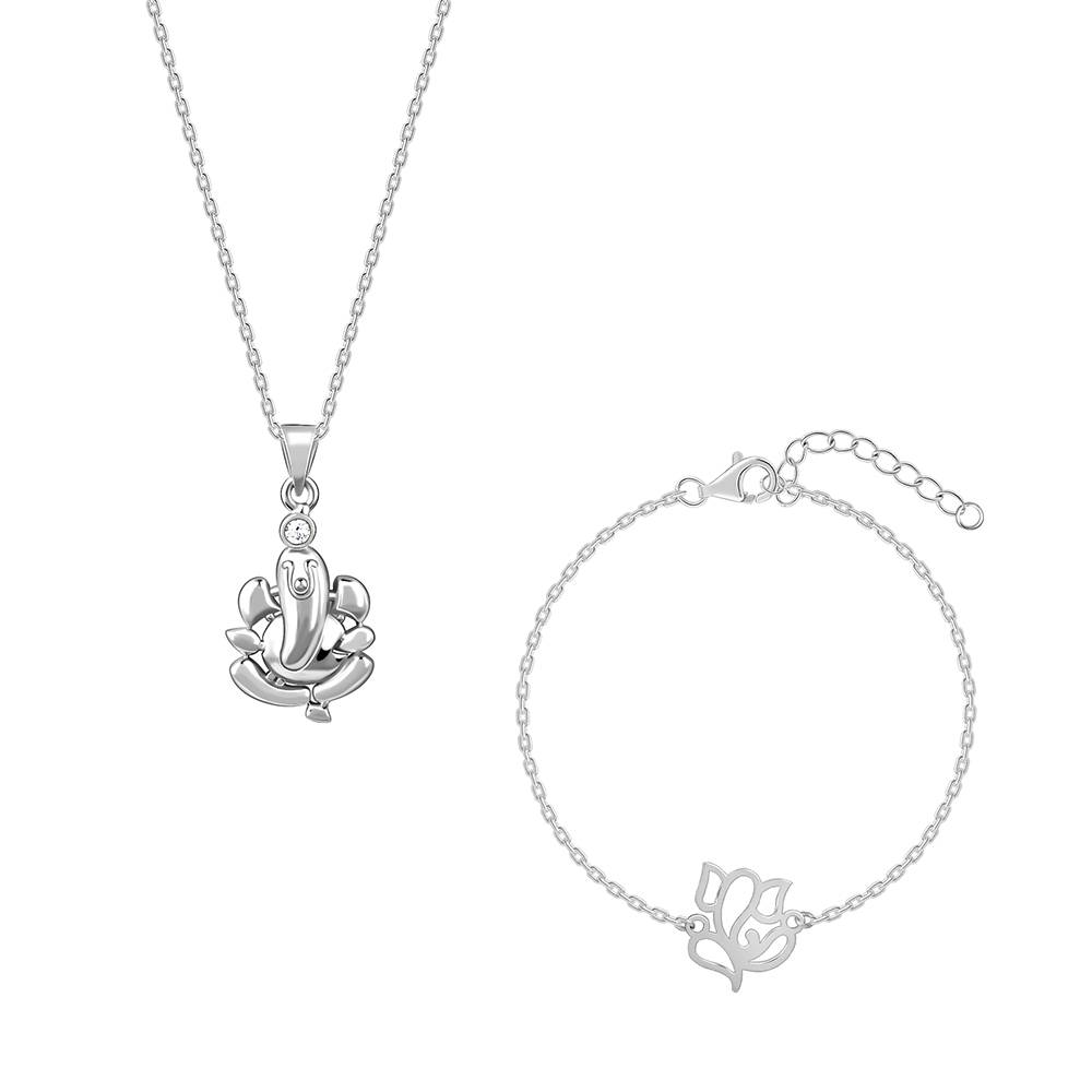 Ganesha Rakhi Bracelet And Pendant Set For Him : PD02483RK0327