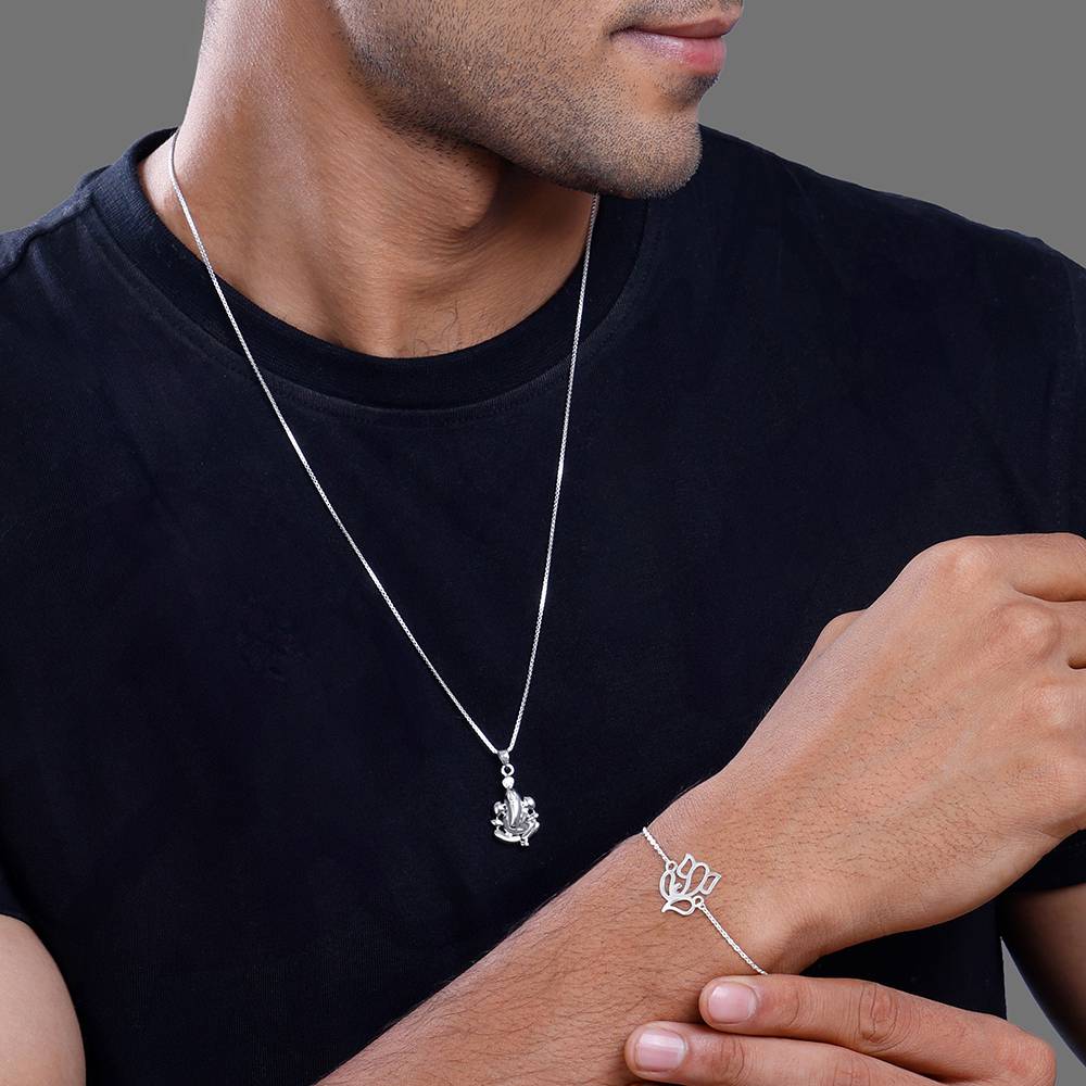 Ganesha Rakhi Bracelet And Pendant Set For Him : PD02483RK0327