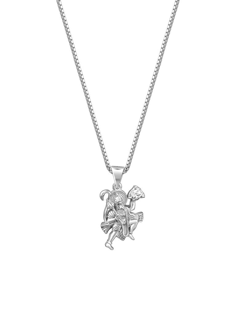 Silver Anjaneya Pendant With Link Chain For Him : PD02484