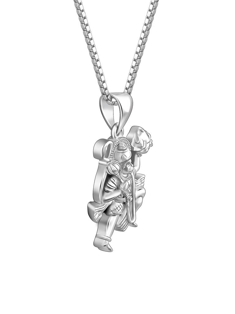 Silver Anjaneya Pendant With Link Chain For Him : PD02484