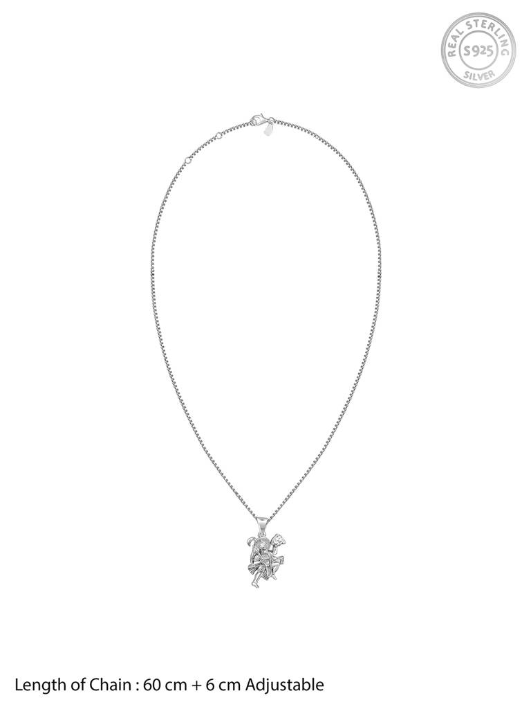 Silver Anjaneya Pendant With Link Chain For Him : PD02484