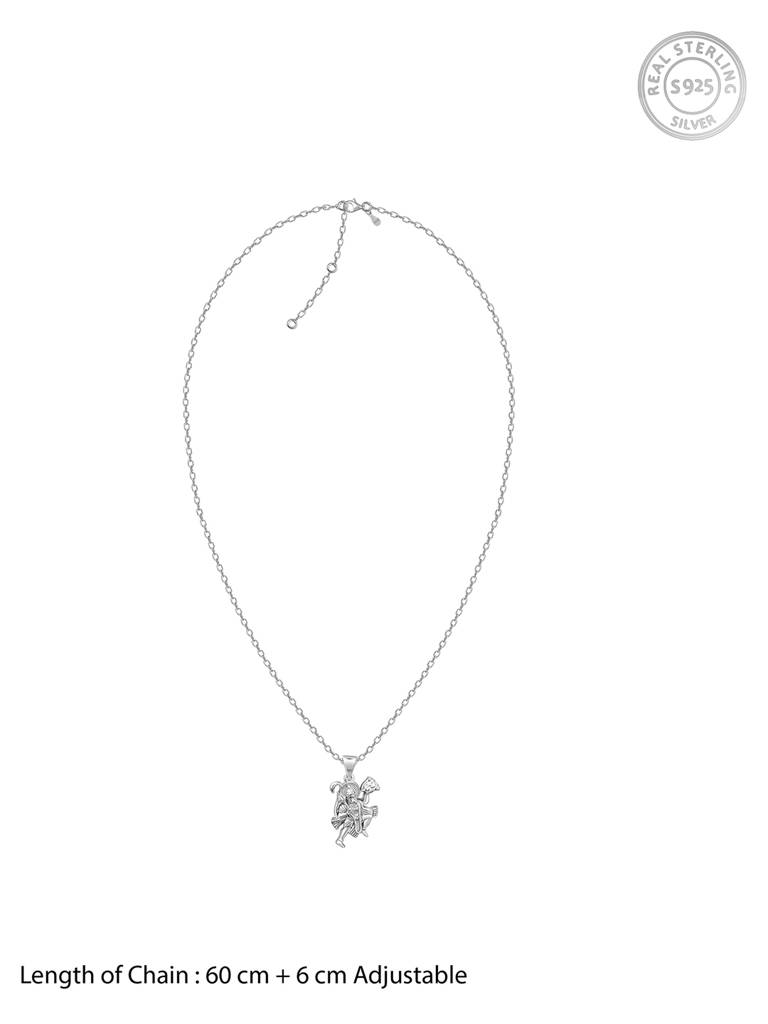 Silver Anjaneya Pendant With Link Chain For Him : PD02484