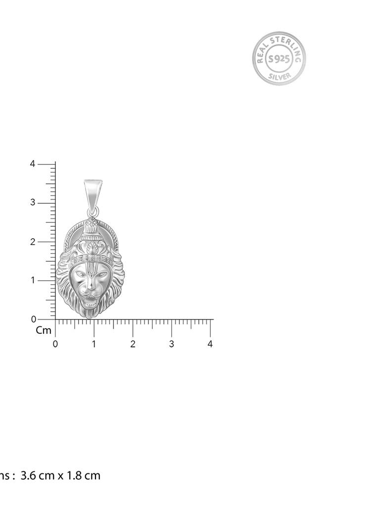 Silver Ugra Narasimha Pendant With Link Chain For Him : PD02487