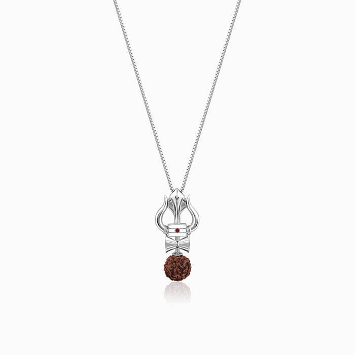 Giva 925 Silver Trishul Rudraksha Pendant With Box Chain For Him| Necklace To Gift Men & B : PD02489