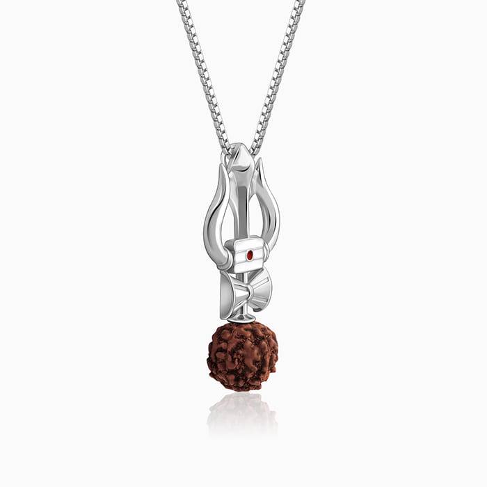 Giva 925 Silver Trishul Rudraksha Pendant With Box Chain For Him| Necklace To Gift Men & B : PD02489