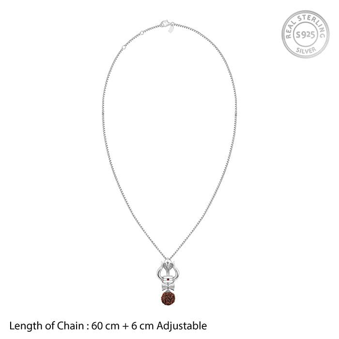 Giva 925 Silver Trishul Rudraksha Pendant With Box Chain For Him| Necklace To Gift Men & B : PD02489