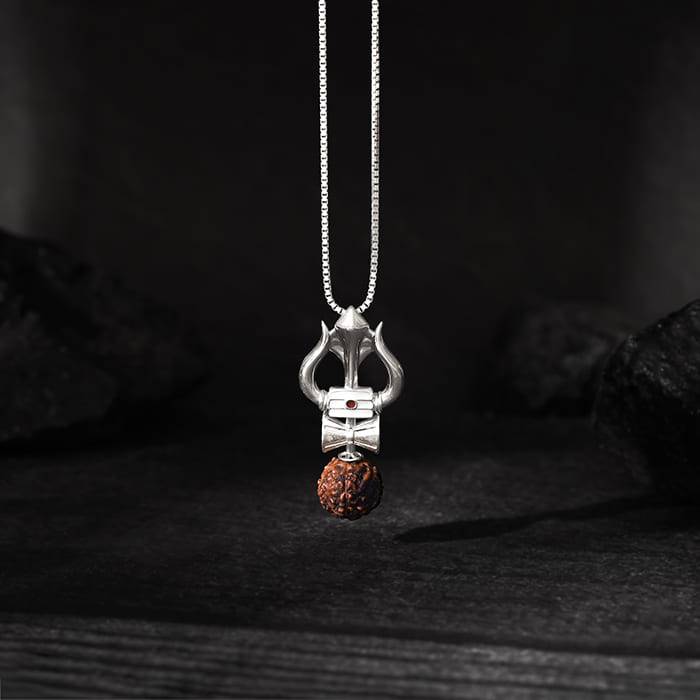 Giva 925 Silver Trishul Rudraksha Pendant With Box Chain For Him| Necklace To Gift Men & B : PD02489