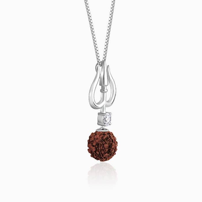 Giva 925 Silver Trishul And Rudraksha Pendant With Box Chain For Him| Necklace To Gift Men : PD02490