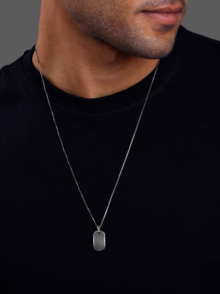 Silver Black Rhodium Aegis Amulet Pendant With Box Chain For Him : PD02494