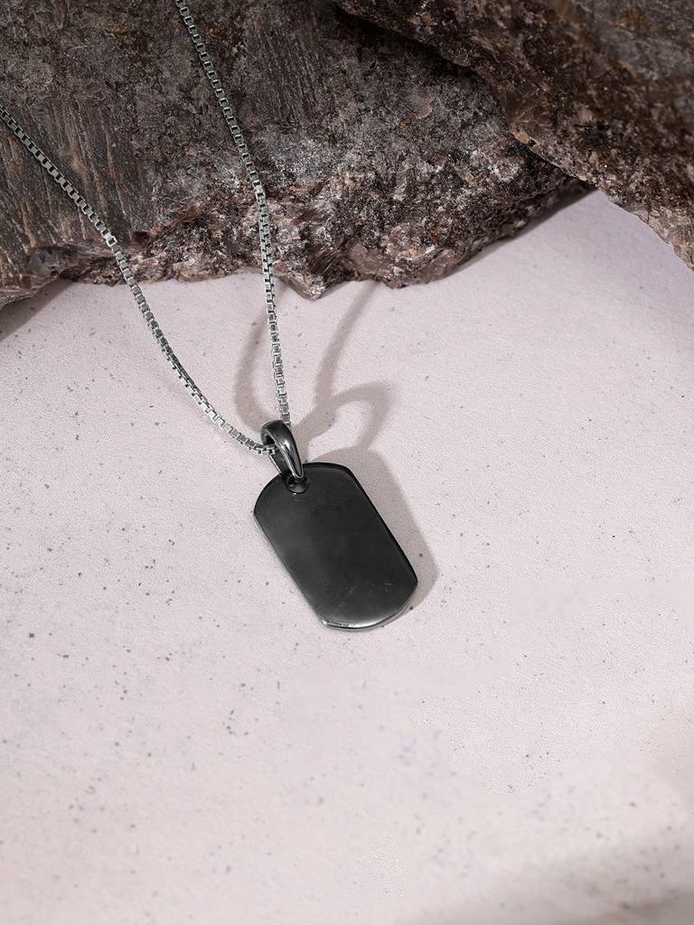 Silver Black Rhodium Aegis Amulet Pendant With Box Chain For Him : PD02494