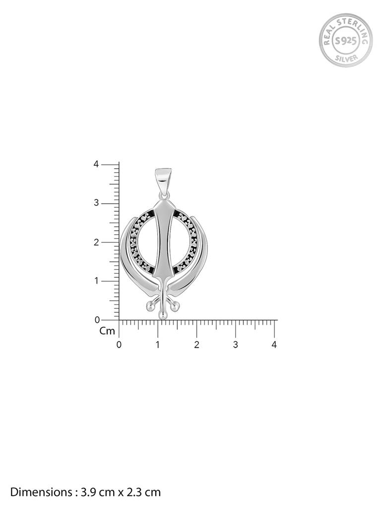 Silver Sikh Khanda Symbol Pendant With Box Chain For Him : PD02499