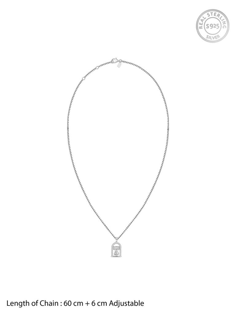 Silver Mahadev And Trishul Pendant With Box Chain For Him : PD02501