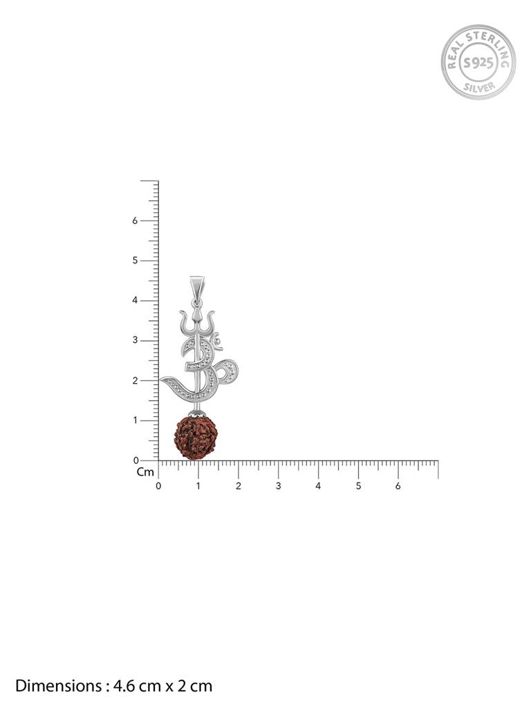 Silver Om Trishul Rudrakshi Pendant With Box Chain For Him : PD02502