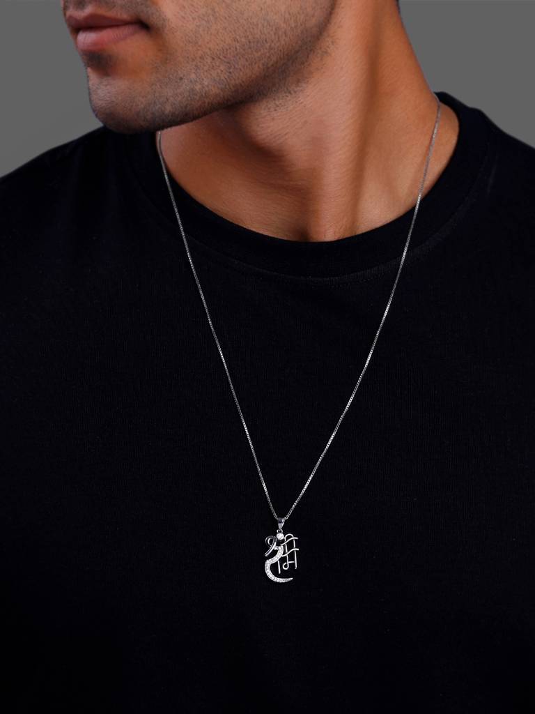 Silver Shree Ram Pendant With Box Chain For Him : PD02503