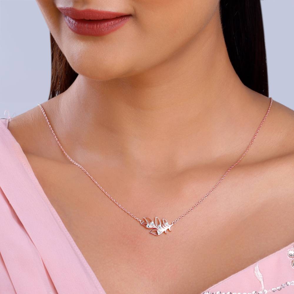 Giva 925 Silver Rose Gold Saumya Mor Pankh Necklace : PD02505