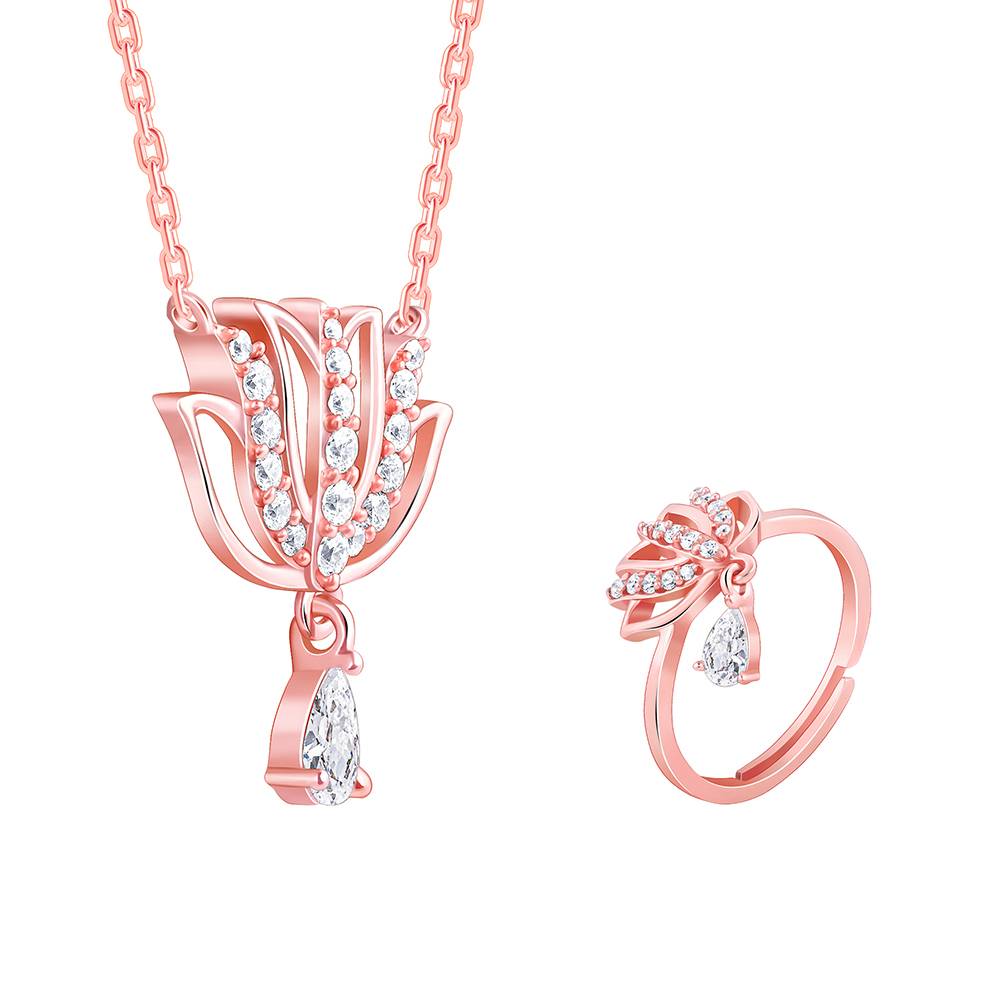 Giva 925 Silver Rose Gold Sushma Kamalam Set : PD02507R01810