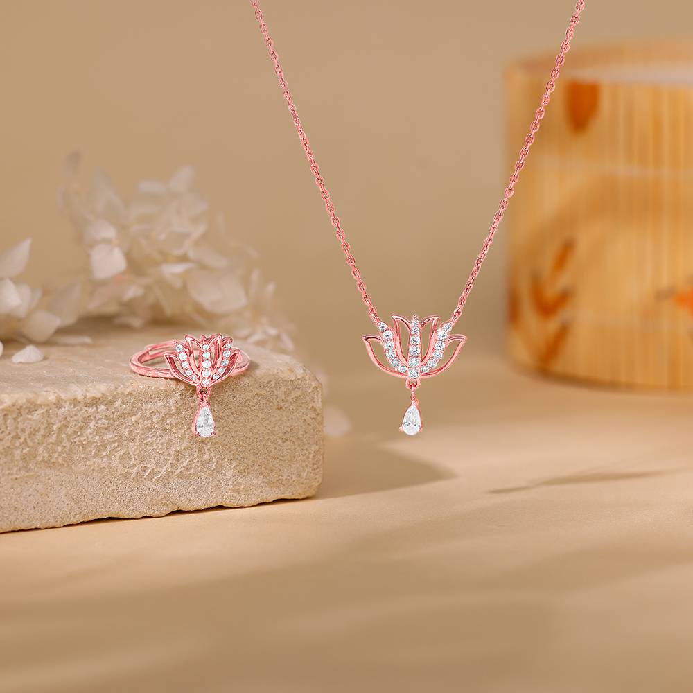 Giva 925 Silver Rose Gold Sushma Kamalam Set : PD02507R01810
