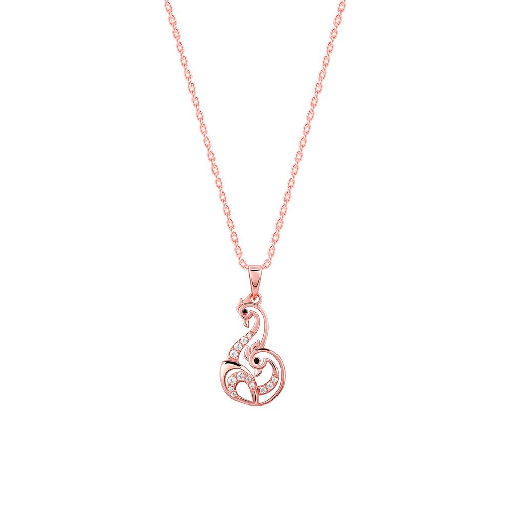 Giva 925 Silver Rose Gold Mridul Mor Pendant With Link Chain : PD02508
