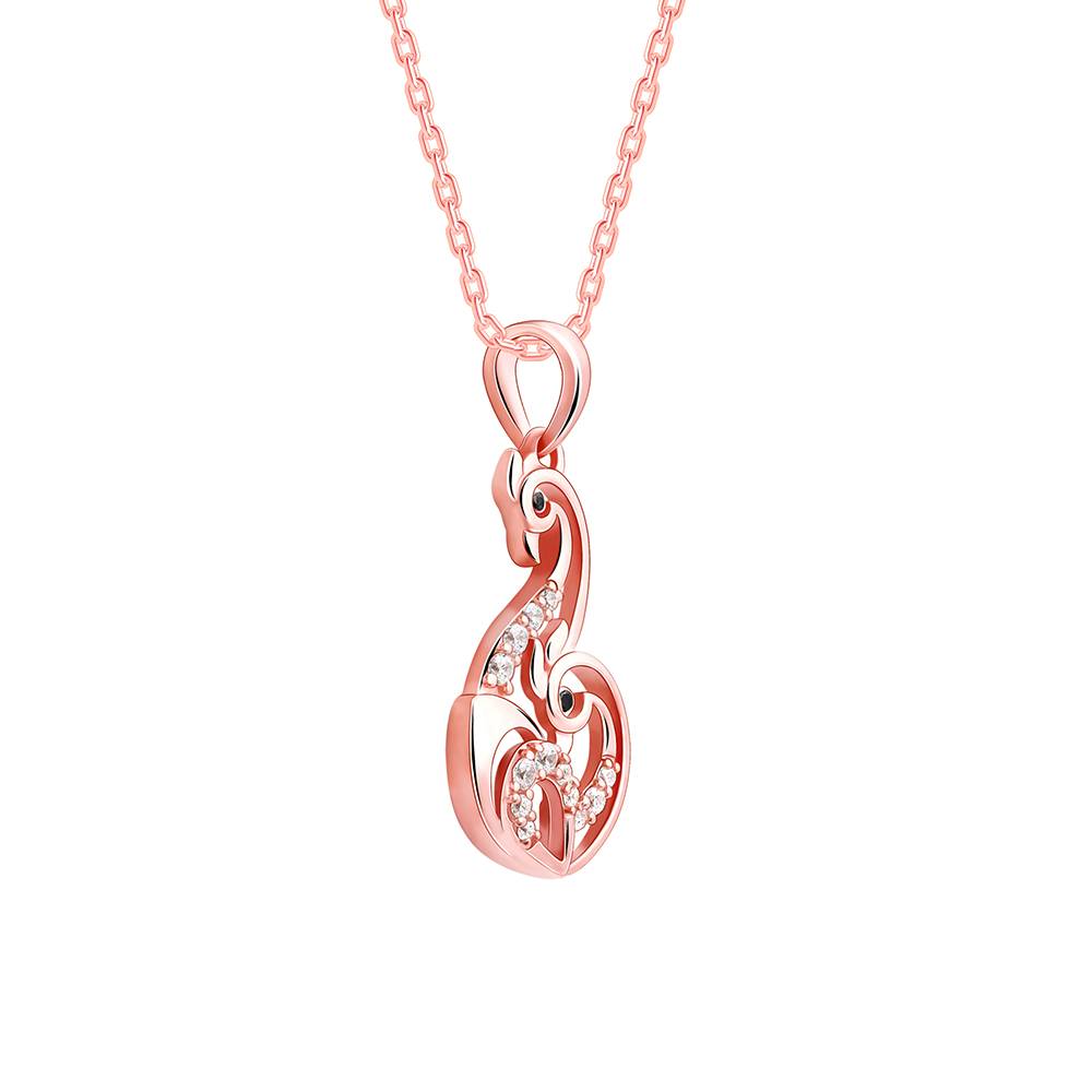 Giva 925 Silver Rose Gold Mridul Mor Pendant With Link Chain : PD02508