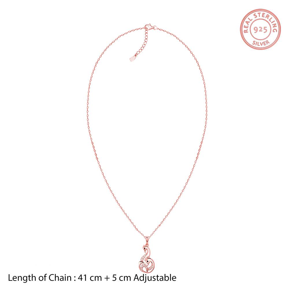 Giva 925 Silver Rose Gold Mridul Mor Pendant With Link Chain : PD02508
