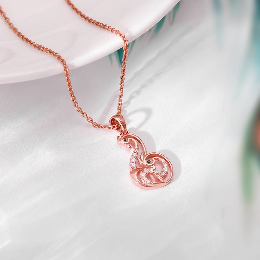 Giva 925 Silver Rose Gold Mridul Mor Pendant With Link Chain : PD02508