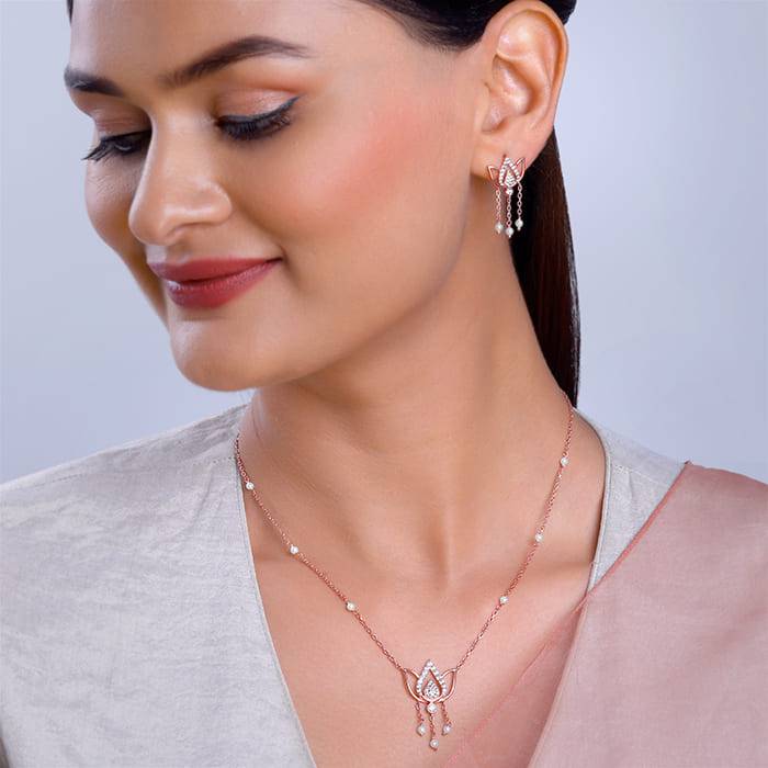 Giva 925 Silver Rose Gold Kamala Set| Gifts For Women And Girls | With Certificate Of Auth : PD02515ER02786