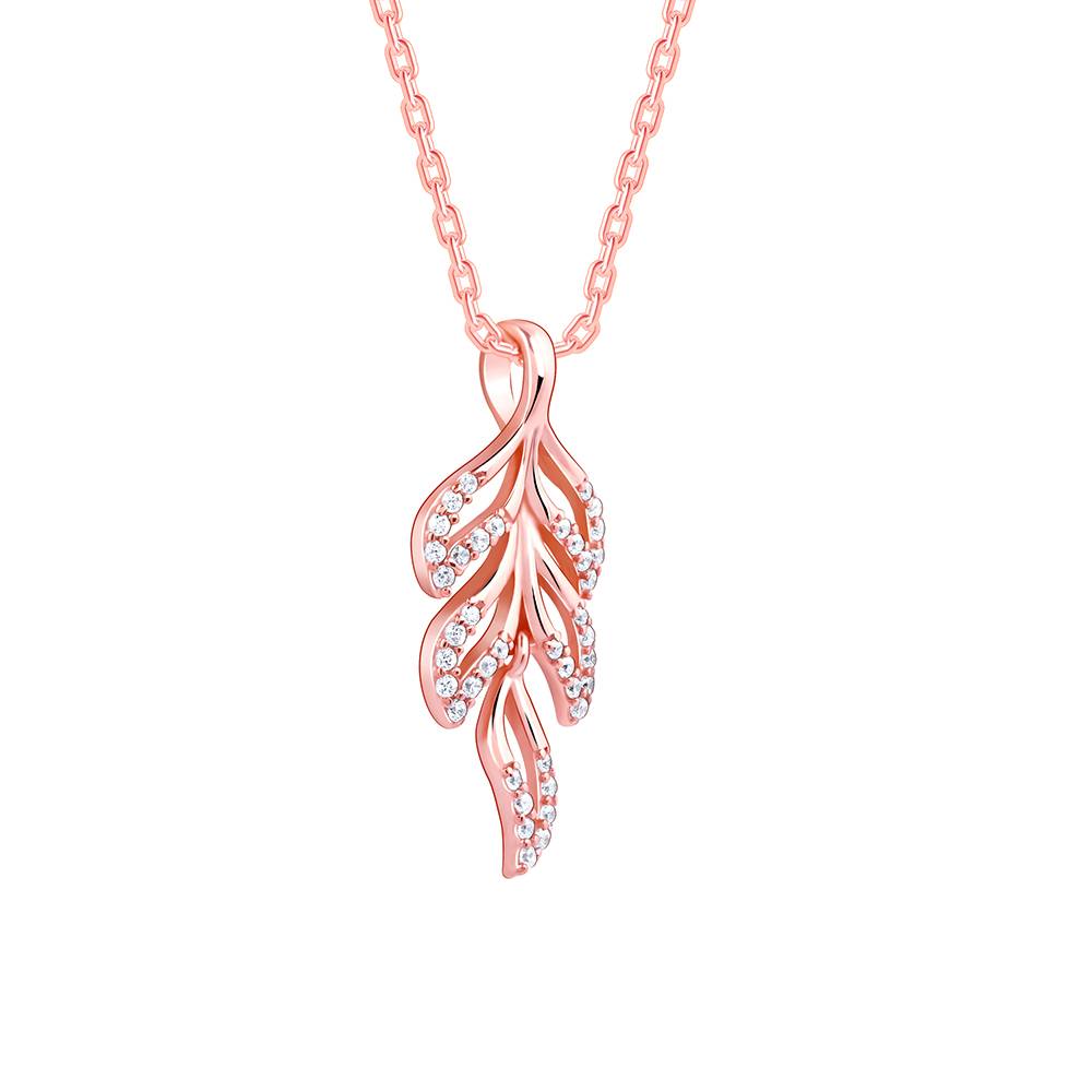 Giva 925 Silver Rose Gold Komal Pankh Pendant With Link Chain : PD02517