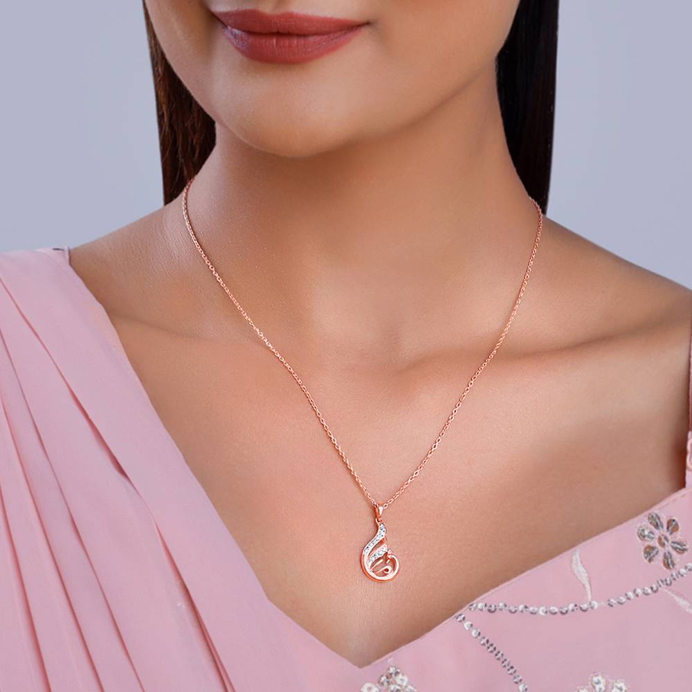 Giva 925 Silver Rose Gold Ramaniya Morni Pendant With Link Chain : PD02518