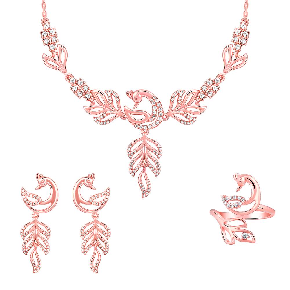 Giva 925 Silver Rose Gold Mohini Mor Set : PD02519ER02793R01825