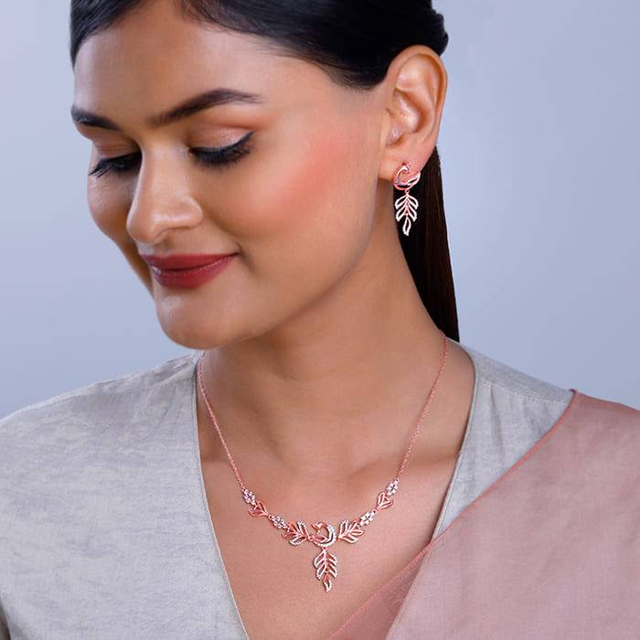 Giva 925 Silver Rose Gold Mor Set| Gifts For Women And Girls | With Certificate Of Authent : PD02519ER02793