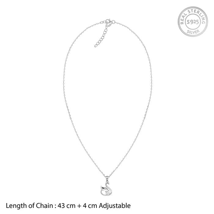 925 Silver Zircon Swan Pendant With Link Chain : PD0251
