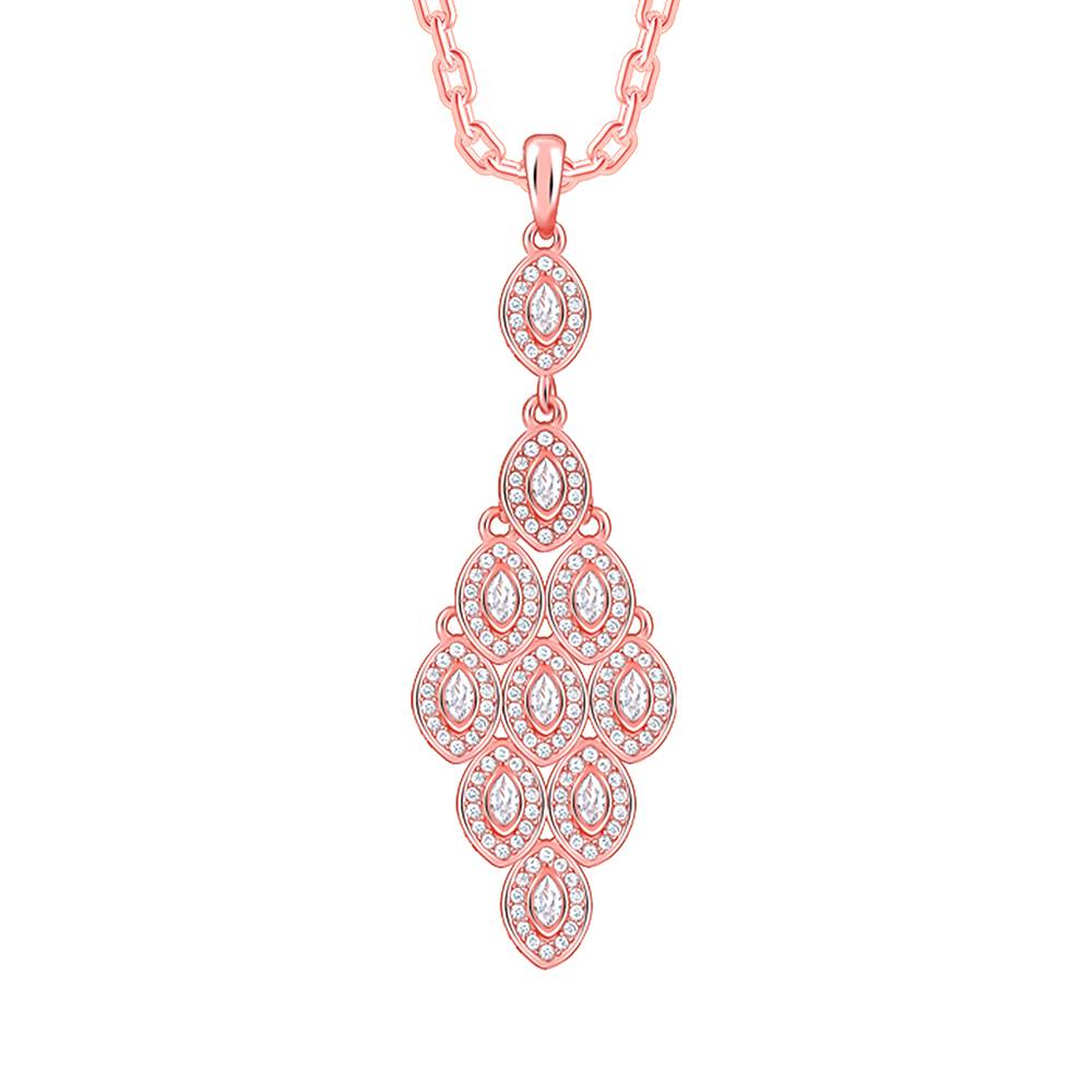 Giva 925 Silver Rose Gold Peafowl Feather Pendant With Link Chain : PD02523