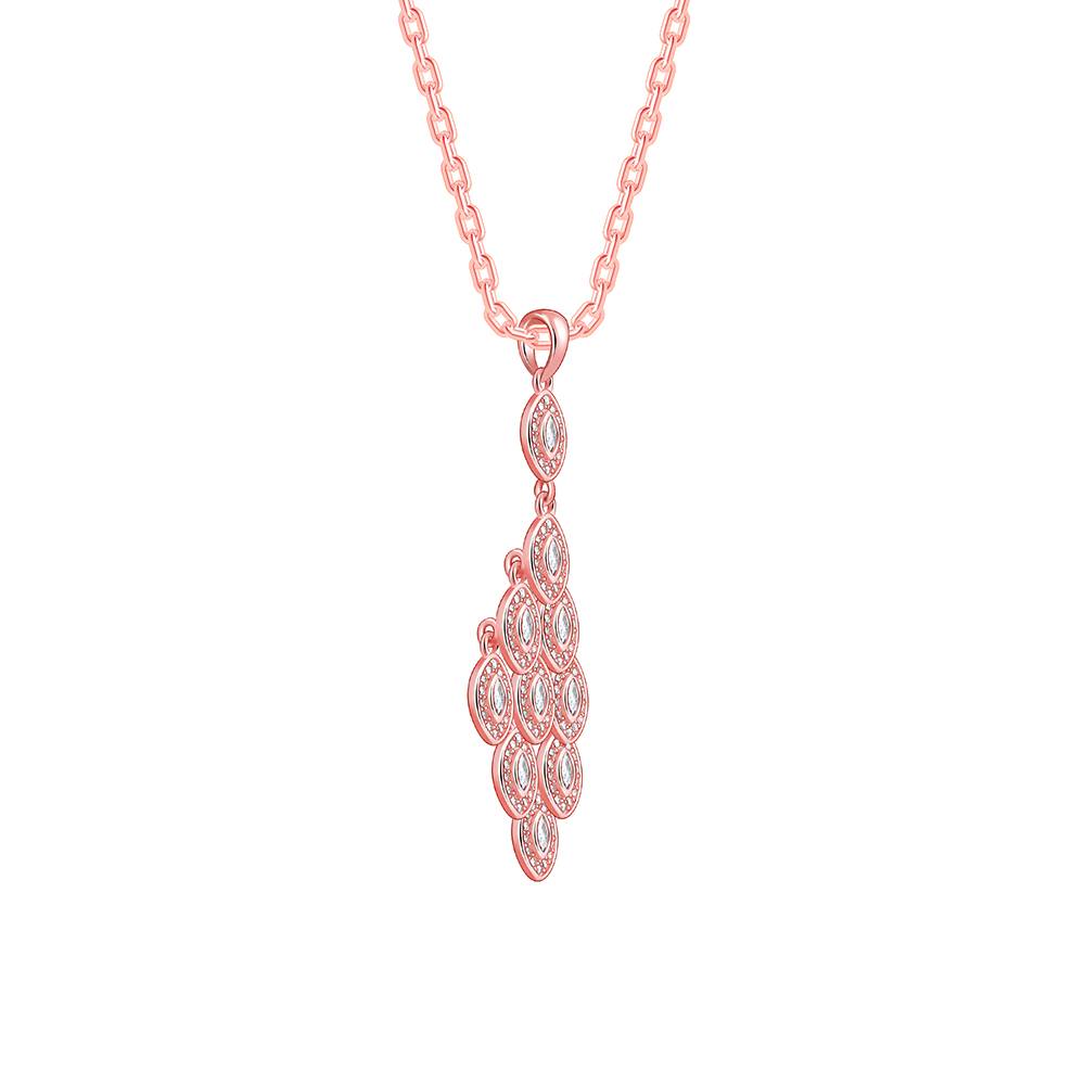 Giva 925 Silver Rose Gold Peafowl Feather Pendant With Link Chain : PD02523