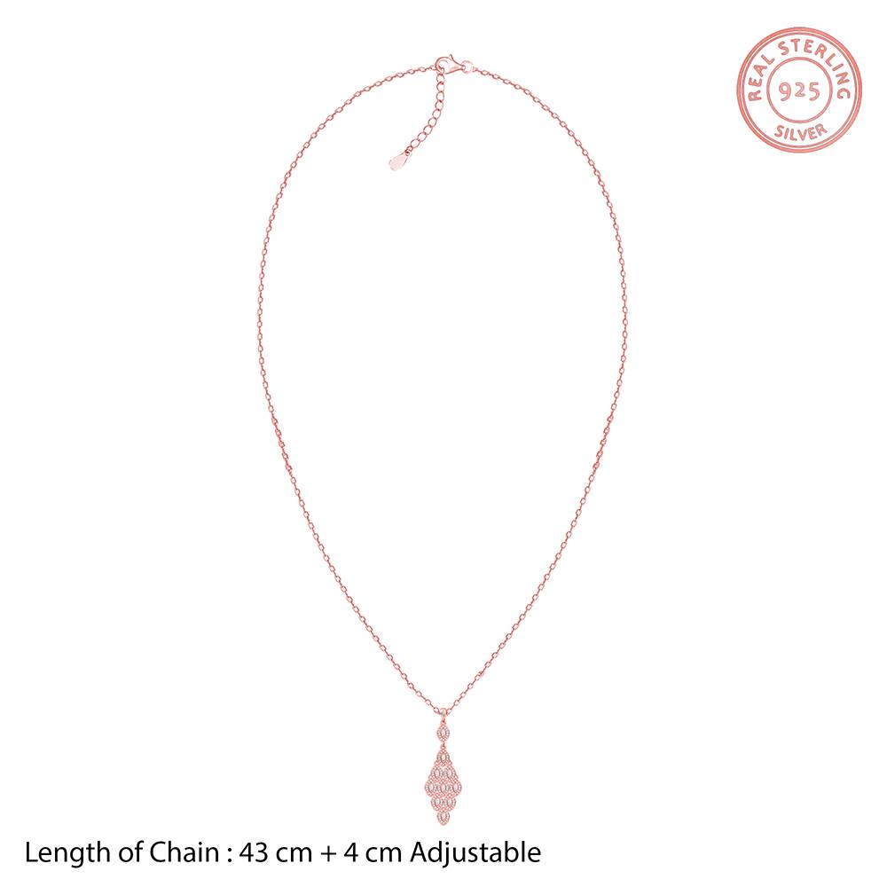 Giva 925 Silver Rose Gold Peafowl Feather Pendant With Link Chain : PD02523