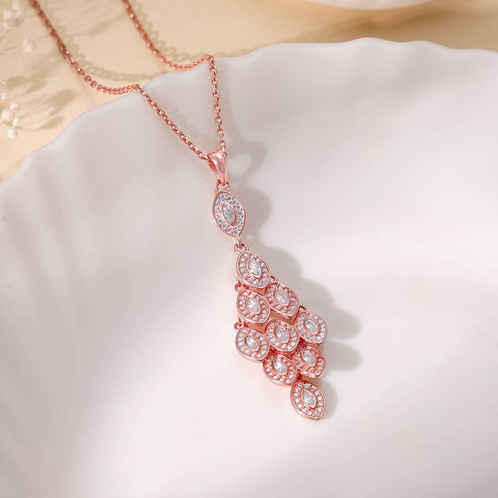 Giva 925 Silver Rose Gold Peafowl Feather Pendant With Link Chain : PD02523