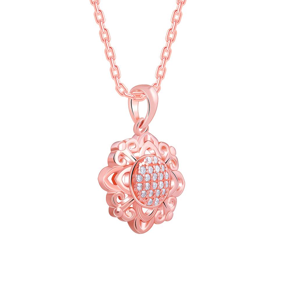 Giva 925 Silver Rose Gold Bloomie Pendant With Link Chain : PD02524