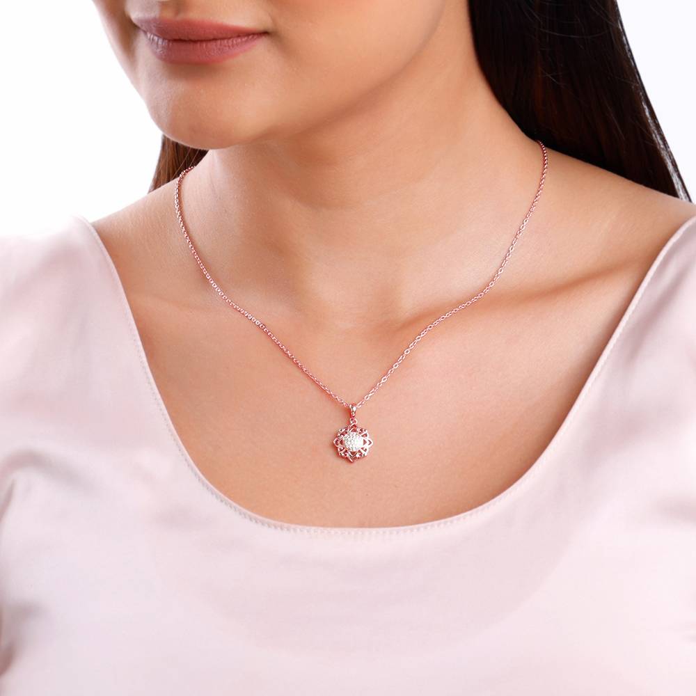 Giva 925 Silver Rose Gold Bloomie Pendant With Link Chain : PD02524