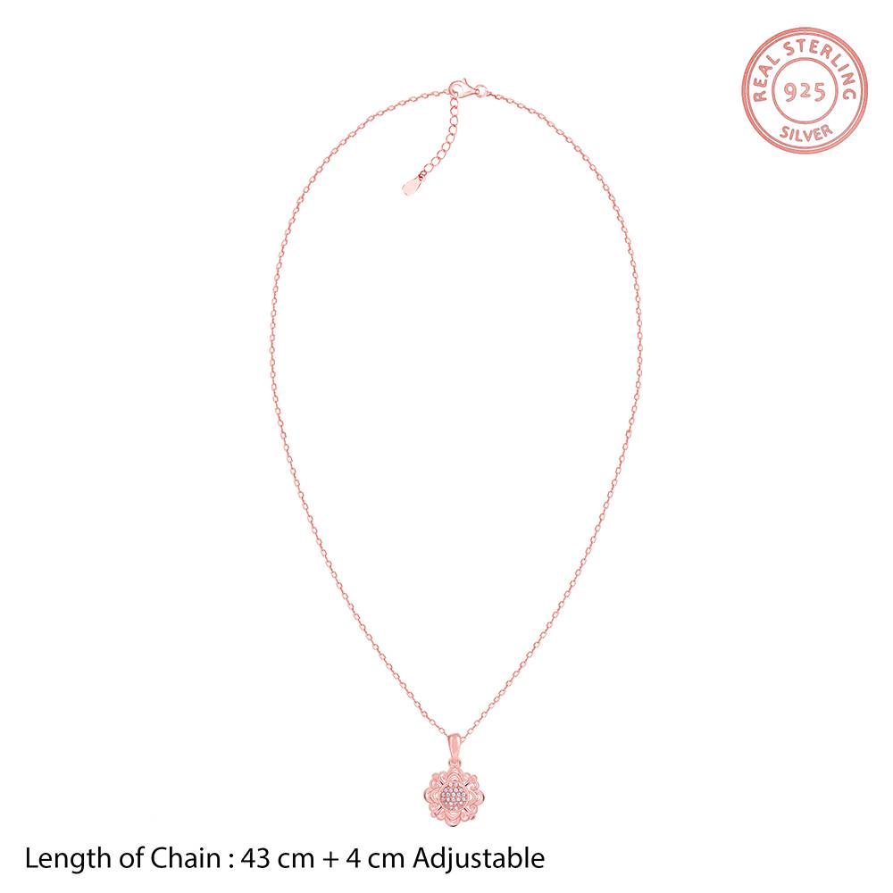 Giva 925 Silver Rose Gold Bloomie Pendant With Link Chain : PD02524