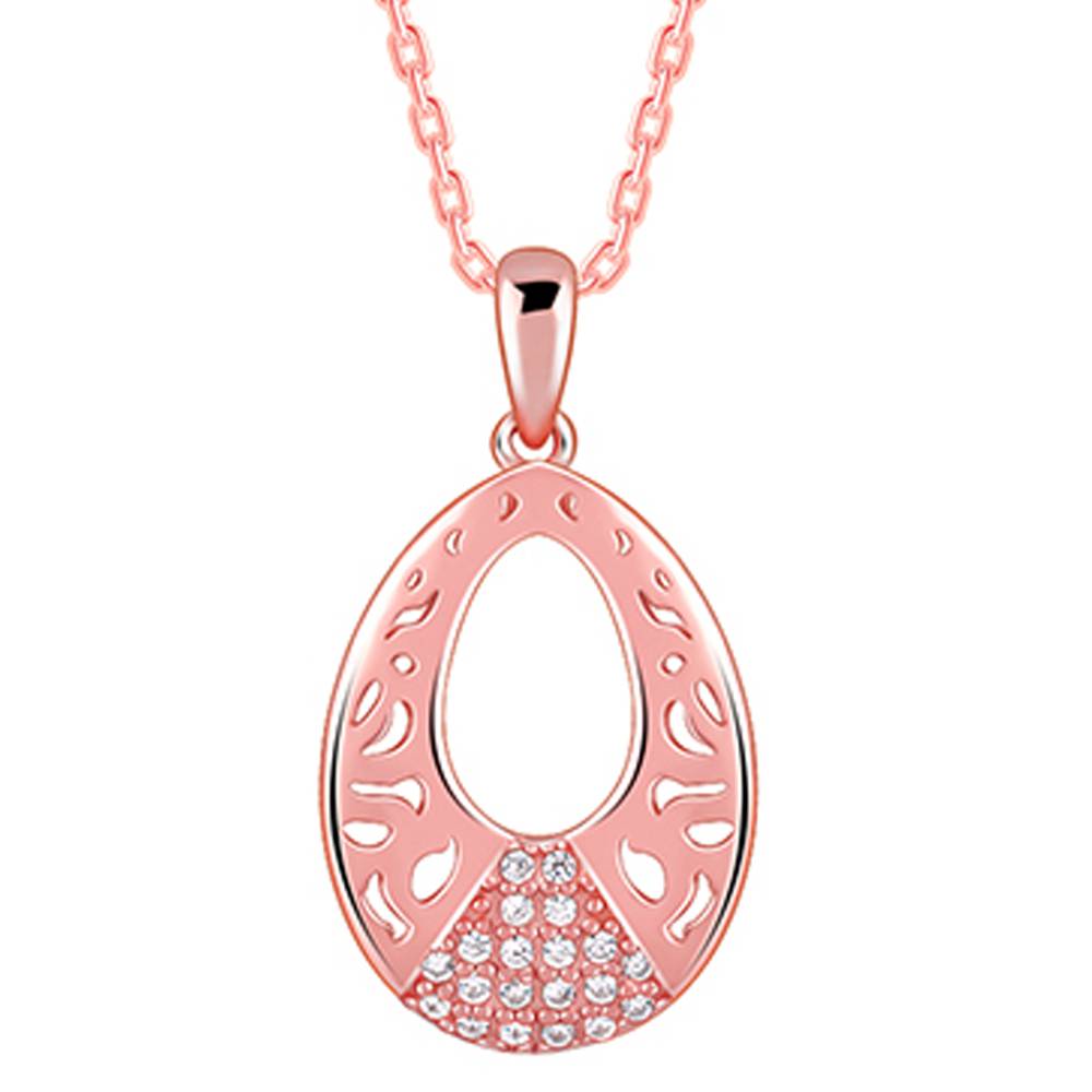 Giva 925 Silver Rose Gold Wonderful Drop Pendant With Link Chain| Necklace To Gift Women & Girls | With Certificate  : PD02525