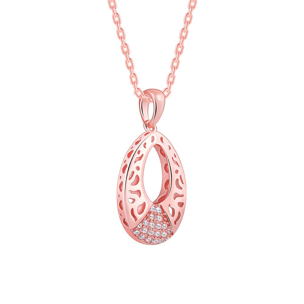 Giva 925 Silver Rose Gold Wonderful Drop Pendant With Link Chain| Necklace To Gift Women & Girls | With Certificate  : PD02525